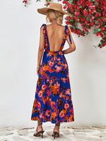 Load image into Gallery viewer, Multicolored V-Neck Backless Midi Dress
