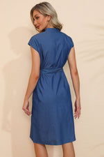 Load image into Gallery viewer, Button Down Belted Denim Dress
