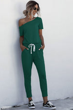 Load image into Gallery viewer, Asymmetrical Neck Tied Jumpsuit with Pockets
