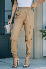 Load image into Gallery viewer, Elastic Waist Ankle-Length Cargo Joggers
