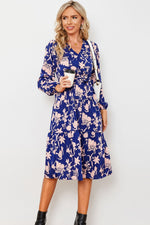 Load image into Gallery viewer, Floral Belted Tiered Midi Dress
