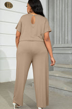 Load image into Gallery viewer, Plus Size Drawstring Waist Short Sleeve Jumpsuit
