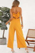 Load image into Gallery viewer, Cutout Spaghetti Strap Tie Back Wide Leg Jumpsuit
