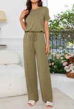 Load image into Gallery viewer, Round Neck Open Back Jumpsuit with Pockets
