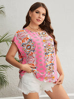 Load image into Gallery viewer, Plus Size Printed Round Neck Blouse
