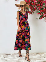 Load image into Gallery viewer, Multicolored V-Neck Backless Midi Dress
