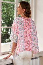 Load image into Gallery viewer, Mixed Print V-Neck Blouse

