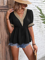 Load image into Gallery viewer, Contrast V-Neck Babydoll Top
