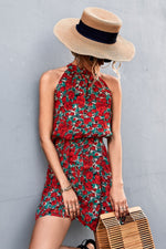 Load image into Gallery viewer, Floral Tied Sleeveless Mini Dress
