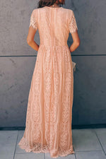 Load image into Gallery viewer, Scalloped Trim Lace Plunge Dress
