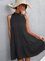 Load image into Gallery viewer, Tie Back Mock Neck Tiered Dress
