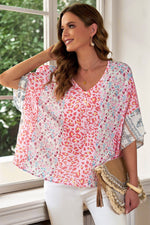 Load image into Gallery viewer, Mixed Print V-Neck Blouse
