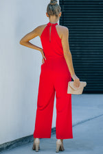 Load image into Gallery viewer, Twisted Grecian Neck Wide Leg Jumpsuit
