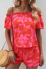 Load image into Gallery viewer, Floral Off-Shoulder Top and Shorts Set
