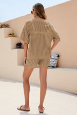 Load image into Gallery viewer, Openwork V-Neck Top and Shorts Set
