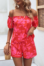 Load image into Gallery viewer, Floral Off-Shoulder Top and Shorts Set
