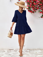 Load image into Gallery viewer, V-Neck Flare Sleeve Mini Dress
