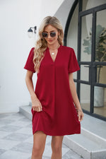 Load image into Gallery viewer, Notched Puff Sleeve Shift Dress
