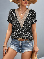 Load image into Gallery viewer, Animal Print V-Neck Petal Sleeve Blouse
