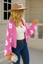 Load image into Gallery viewer, Floral Open Front Fuzzy Cardigan
