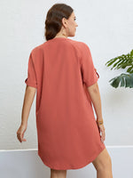 Load image into Gallery viewer, Plus Size Buttoned Notched Neck Shift Dress
