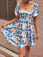 Load image into Gallery viewer, Floral Square Neck Puff Sleeve Dress
