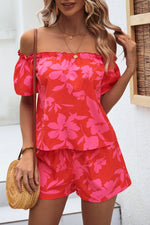 Load image into Gallery viewer, Floral Off-Shoulder Top and Shorts Set
