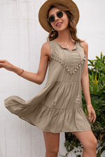 Load image into Gallery viewer, Tassel Tie Lace Trim Sleeveless Dress
