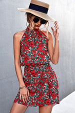 Load image into Gallery viewer, Floral Tied Sleeveless Mini Dress
