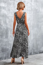 Load image into Gallery viewer, Printed V-Neck Tie Waist Maxi Dress
