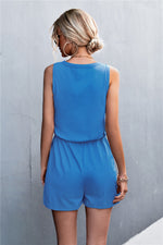 Load image into Gallery viewer, Sleeveless Buttoned Romper with Pockets
