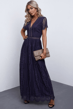 Load image into Gallery viewer, Scalloped Trim Lace Plunge Dress
