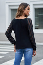 Load image into Gallery viewer, Sheer Striped V-Neck Top
