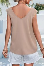 Load image into Gallery viewer, Lace Detail Eyelash Trim V-Neck Tank
