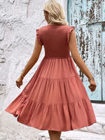 Load image into Gallery viewer, Smocked Round Neck Tiered Dress
