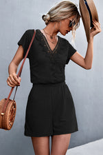 Load image into Gallery viewer, Lace Trim V-Neck Romper
