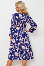 Load image into Gallery viewer, Floral Belted Tiered Midi Dress
