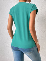 Load image into Gallery viewer, Tied Surplice Neck Short Sleeve Blouse
