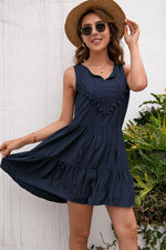 Load image into Gallery viewer, Tassel Tie Lace Trim Sleeveless Dress
