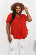 Load image into Gallery viewer, Zenana Full Size Summer Breeze Gauze Short Sleeve Shirt in Copper
