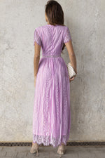 Load image into Gallery viewer, Scalloped Trim Lace Plunge Dress
