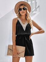 Load image into Gallery viewer, Contrast Belted Sleeveless Romper with Pockets
