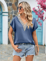 Load image into Gallery viewer, V-Neck Cuffed Blouse
