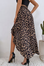 Load image into Gallery viewer, Leopard Ruffle Hem High-Low Skirt
