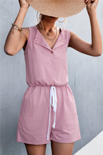 Load image into Gallery viewer, Sleeveless Buttoned Romper with Pockets
