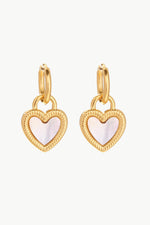 Load image into Gallery viewer, Inlaid Shell Heart Drop Earrings
