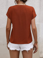 Load image into Gallery viewer, Buttoned V-Neck Short Sleeve Blouse
