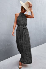 Load image into Gallery viewer, Printed Sleeveless Tie Waist Maxi Dress
