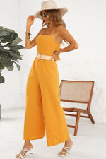 Load image into Gallery viewer, Cutout Spaghetti Strap Tie Back Wide Leg Jumpsuit
