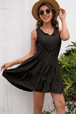 Load image into Gallery viewer, Tassel Tie Lace Trim Sleeveless Dress
